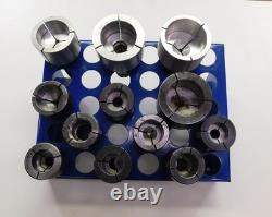 12 Piece 5C Machine Lathe Smooth Round Collets with Rack. 1.12 2.38 Bore ID