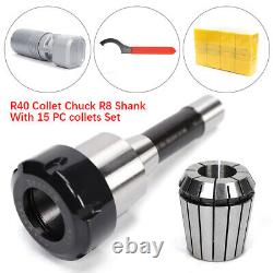 15Pcs ER40 Collet Chuck R8 Shank Set For CNC Lathe Milling Tool 1/8 1 By 16th