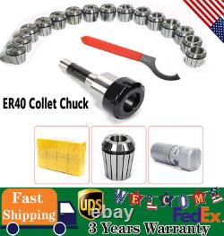 15Pcs ER40 Collet Chuck R8 Shank Set For CNC Lathe Milling Tool 1/8 1 By 16th