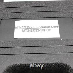 15 pcs MT3 ER32 CNC Collet+Morse Taper 1/16-3/4 M12 Chuck Holder Milling Lathe