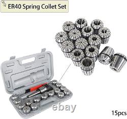 17Pcs MT3 Shank ER40 Chuck Spring Collet Chuck Set with Collets 1/8 Inch-1 Inch