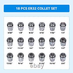 18 Pcs ER32 Collet Set, 3/32''-3/4 Precision Spring ER32 Shank Chuck for Boring