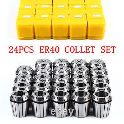 24PCS ER40 Collet Set Metric Spring Collet Milling Lathe CNC Chuck Bit Holder