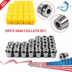 29Pc ER40 Precision Spring Collet Set Milling Lathe CNC Chuck Bit Holder Tool