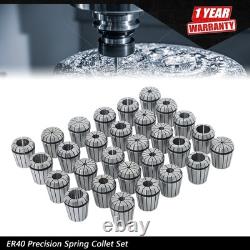 29Pc ER40 Precision Spring Collet Set Milling Lathe CNC Chuck Bit Holder Tool