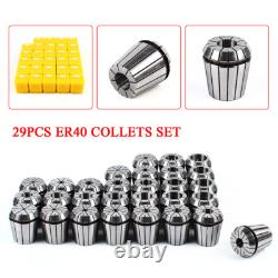 29Pc ER40 Precision Spring Collet Set Milling Lathe CNC Chuck Bit Holder Tool