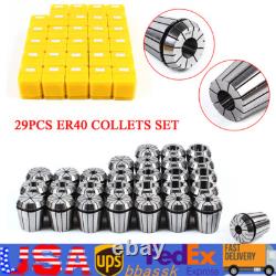 29 Pcs ER40 Precision Spring Collet Set Milling Lathe CNC Chuck Bit Holder Tool