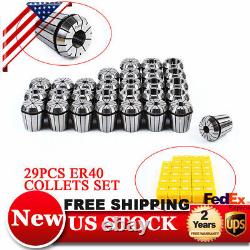 29 Pcs ER40 Precision Spring Collet Set Milling Lathe CNC Chuck Bit Holder Tool