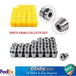 29 Pcs ER40 Precision Spring Collet Set Milling Lathe CNC Chuck Bit Holder Tool