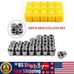 29 Pcs ER40 Precision Spring Collet Set Milling Lathe CNC Chuck Bit Holder Tool