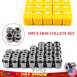 29 Pcs ER40 Precision Spring Collet Set Milling Lathe CNC Chuck Bit Holder Tool