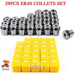 29 Pcs ER40 Precision Spring Collet Set Milling Lathe CNC Chuck Bit Holder Tool