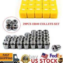 29 Pcs ER40 Precision Spring Collet Set Milling Lathe CNC Chuck Bit Holder Tool