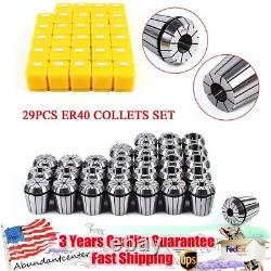 29 Pcs ER40 Precision Spring Collet Set Milling Lathe CNC Chuck Bit Holder Tool