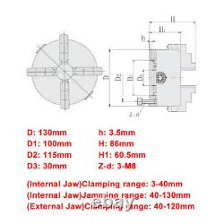 4 Jaw Lathe Chuck K12 130mm Self-centering 5 Chuck CNC Metalworking Accessory