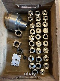 5C COLLET CHUCK, COLLETS, With THREADED BACKING PLATE FROM EMCO MAXIMAT LATHE