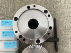 5C COLLET NOSE CHUCK, 1-3/4-8 ADAPTER PLATE, 8 pcs 5C COLLETS. 10 SOUTH BEND