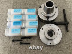 5C COLLET NOSE CHUCK, 2-1/4-8 ADAPTER PLATE, 8 pcs 5C COLLETS. 10 SOUTH BEND