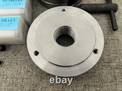 5C COLLET NOSE CHUCK, 2-1/4-8 ADAPTER PLATE, 8 pcs 5C COLLETS. 10 SOUTH BEND
