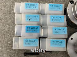 5C COLLET NOSE CHUCK, L00 LOO ADAPTER PLATE, 8 pcs 5C COLLETS