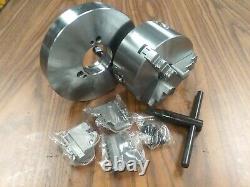 5 3-JAW SELF-CENTERING LATHE CHUCKS w extra jaws, & D1-3 semi-finished adapter