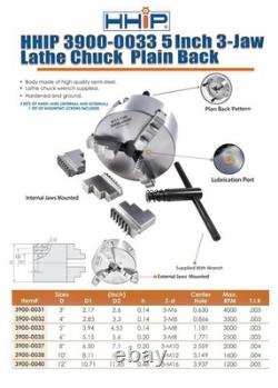 5 3-jaw Plain Back Lathe Chuck (3900-0033)