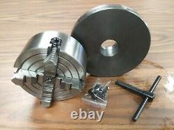 5 4-JAW LATHE CHUCK independent jaws w. 1-1/2-8 semi-finished adapter 0504F0