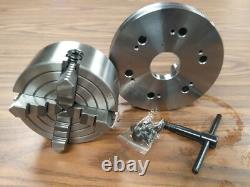 5 4-JAW LATHE CHUCK w independent jaws w. D1-5 semi-finished adapter #0504F0