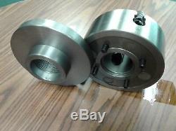 6 4-JAW LATHE CHUCK w independent jaws w 2-1/4-8 adapter semi-finish #0604F0