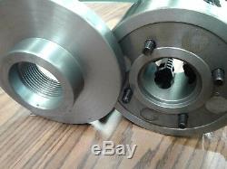 6 4-JAW LATHE CHUCK w independent jaws w 2-1/4-8 adapter semi-finish #0604F0