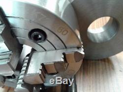 6 4-JAW LATHE CHUCK w independent jaws w 2-1/4-8 adapter semi-finish #0604F0