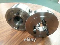 6 4-JAW LATHE CHUCK w independent jaws w D1-3 adapter semi-finished #0604F0