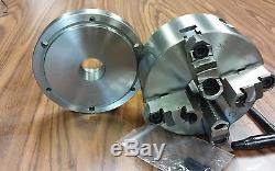 6 4-JAW SELF-CENTERING LATHE CHUCK w. Top&bottom jaws w. 1-1/2-8 adapter-new