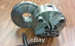 6 4-JAW SELF-CENTERING LATHE CHUCK w. Top&bottom jaws w. 2-1/4-8 adapter-new