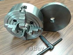 8 4-JAW LATHE CHUCK w. Independent jaws w. 1-1/2-8 adapter semi-finish#0804F0