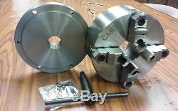 8 4-Jaw Self-Centering Lathe Chuck top&bottom jaws w. 1-1/2-8 adapter-new