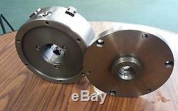 8 6-JAW SELF-CENTERING LATHE CHUCK w. Solid jaws, w. 1-1/2-8 adapter-new