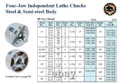 8 Bison 4 Jaw Lathe Chuck Direct Mount D1-4 +Hard Jaws