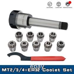 9Pcs ER Spring Collet Set Morse Taper Tool Holder Wrench CNC Milling Lathe Tools