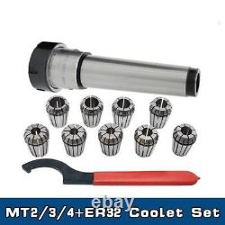 9Pcs Spring Collet ER32 Wrench CNC Milling Lathe Tool MT2/MT3 Morse Taper Holder