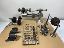 American Watch Clock Makers Lathe 8 MM Cross Slide Collets, Chucks, & Tools