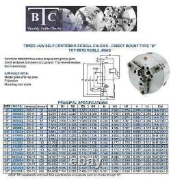 BTC 8 3-Jaw D1-6 Cam-Lock Self Centering Lathe Chucks