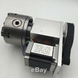 CNC Router Rotary Axis A-axis 4th-axis 100mm 4 Jaw Lathe Chuck + Tailstock-3