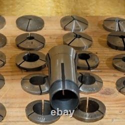 Cnc LATHE A2-5 SPINDLE NOSE 5C COLLET CHUCK WITH LARGE LOT OF HARDINGE 5C COLLET