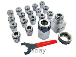 ER32 Collet Chuck Block Adapter With 18 pcs Range 3/32 -5/32 Collets for CNC