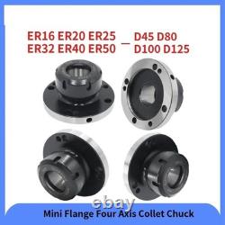 ER32 Collet Chuck D100mm Mini Flange 4 Axis Durable CNC Milling Lathe Fixture