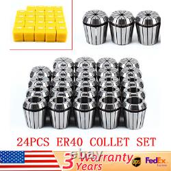 ER40 Collet Set 24PCs Spring Collets Chuck 1/8-1'' FITS CNC Milling Lathe Tools