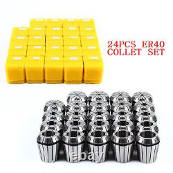 ER40 Collet Set 24PCs Spring Collets Chuck 1/8-1'' FITS CNC Milling Lathe Tools