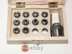 Emco ES-16 Collet Chuck M14 x 1 Thread Mount, and 10 ER-16 Collets, with Box