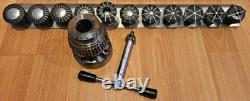 Jacobs 96-F1 Flex Collet Lathe Chuck withKey, & Jacobs Rubber Flex Collet Set